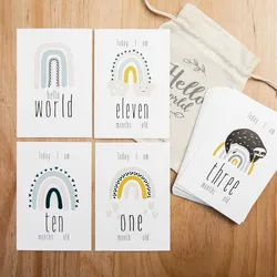 Cartes de jalon pour bébé, autocollant de mois, photographie de bébé, carte en papier, carte commémorative, accessoires Photo, cadeau, 16 pièces 