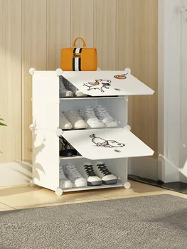 

Big 4 Tier Shoe Rack Shoe Tower Storage Cabinet Shoe Organizer Storage Organizer Modular Shoe Cabinet with Cartoon Pattern
