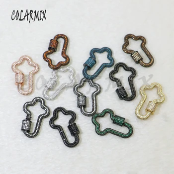 

4Pcs Cross Zircon clasp Pendant Spiral screw Clasp Jewelry accessory pendant for jewelry making jewelry gift for lady 5867