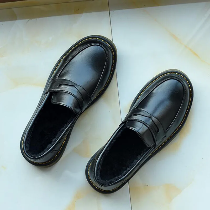 black Plus velvet Женские лоферы в винтажном стиле; туфли из искусственной кожи на плоской подошве; женские броги в британском стиле; туфли на плоской подошве в стиле ретро; цвет коричневый, черный; chaussures femme - Цвет: black Plus velvet