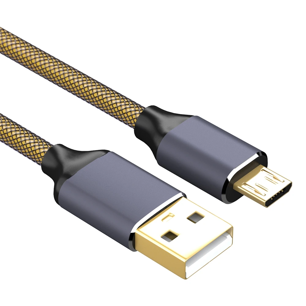 USB 2,0 Micro usb-кабель android зарядное устройство 24K позолоченный Плетеный 2.4A быстрая Синхронизация и зарядный шнур
