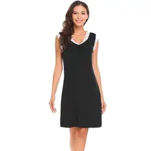 European and American women's pajamas lace long splicing sleeveless solid color V-neck light mature household clothes nightdress