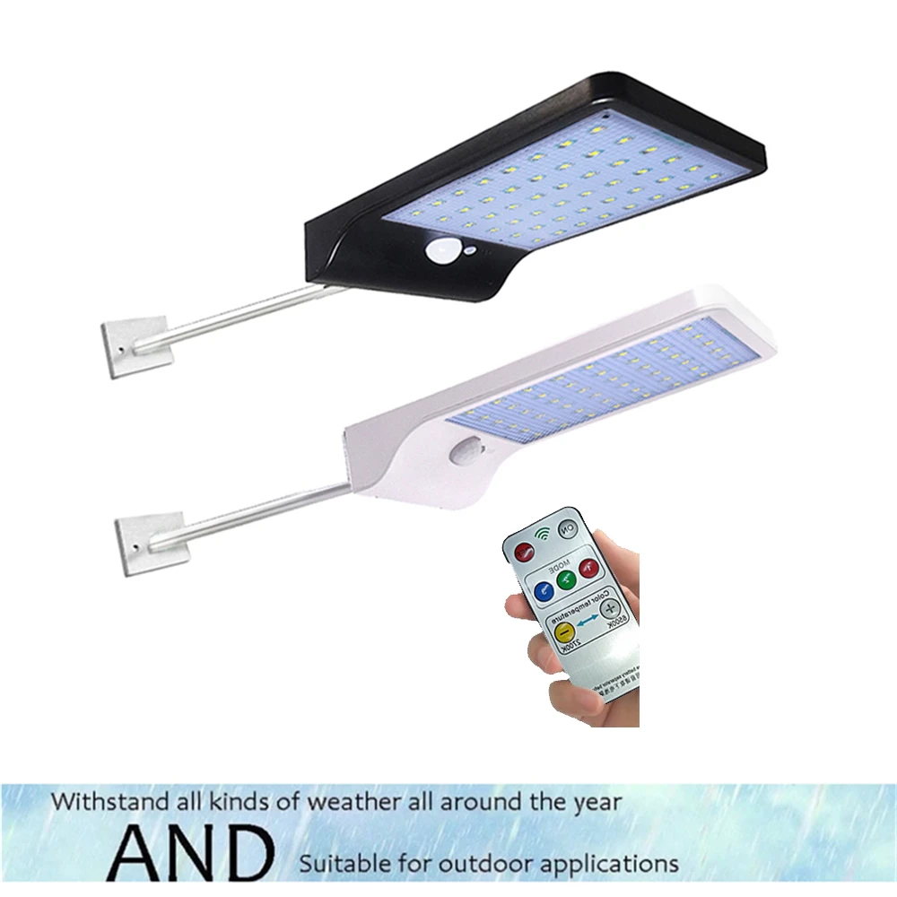

48 LED Solar Light Outdoor Waterproof LED Lamp Security Lighting Wall Sconces with Mounting Pole for Barn Porch Garage remote ga