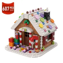 

MOC Christmas Gingerbread's House Building Blocks Winter Village Holiday Architecture Constructor Toys for Girls Xmas Gifts