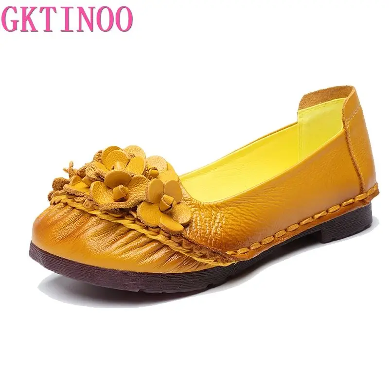 GKTINOO/2019 г. Мягкие туфли из натуральной кожи на плоской подошве женская обувь с