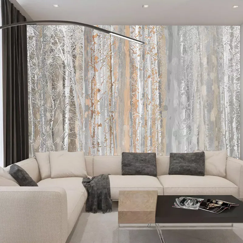 

Simple Northern European-Style Mural Plain Color Oil Painting Style Texture Woods Style TV Background Wallpaper Oil Painting Cyp