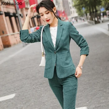 

Women's Plus Size Corduroy Blazers Ladies Autumn Winter Fashion Elegant Professional Spring Autumn Blazers Coats and Jacket 4XL