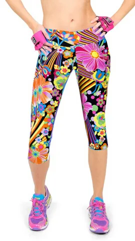 Europe and the United States trend hips slim fashion seven points printed leggings women's outdoor sports pants - Цвет: 2