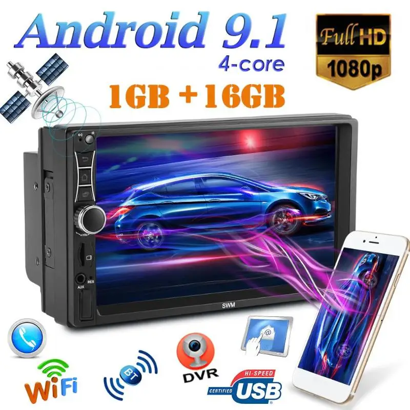  SWM A2 Verbesserte 2DIN 7 zoll Android 9.1 Auto Multimedia-Player Bluetooth WIFI Auto Stereo GPS Bl