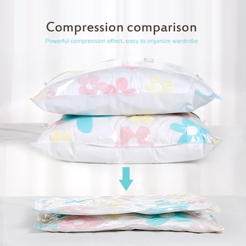 

Vacuum Bag For Clothes Storage Bag With Valve Transparent Border Foldable Compressed Organizer Space Saving Seal Packet With Pum