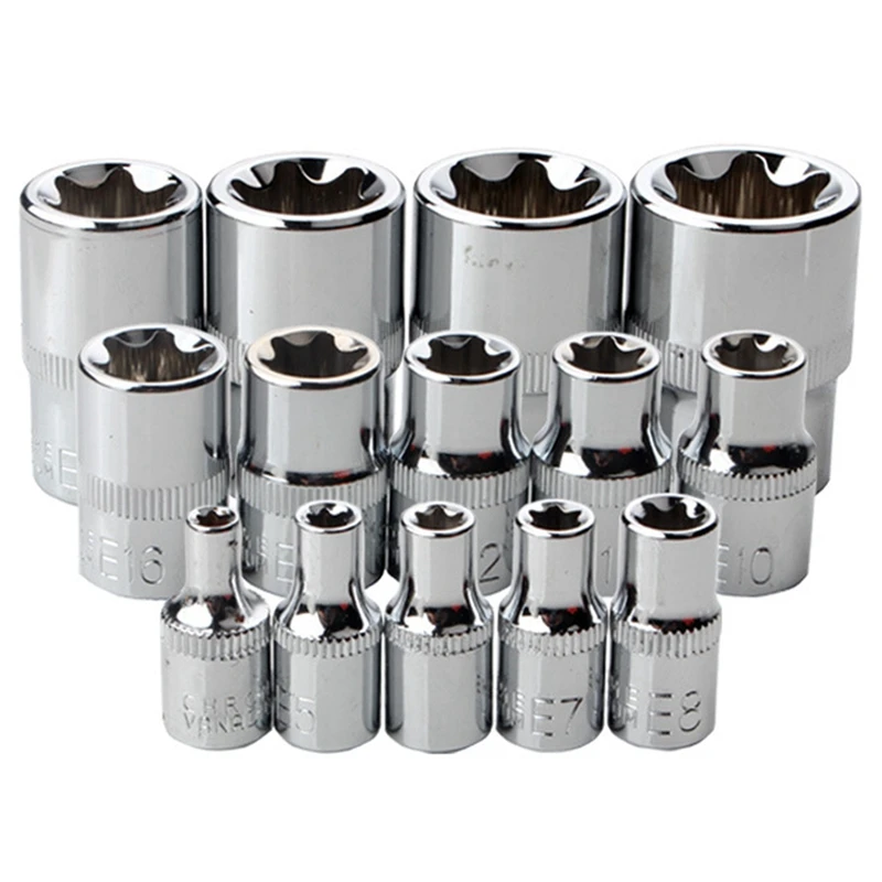 14 Piece Set E Type 6 Flower Socket Head Combination Wrench 1/2 3/8 1/4