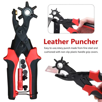 

Nice Belt punching pliers Revolving Leather Hole Punch Pliers Puncher Leather Cut Belt Eyelet 6 Sizes