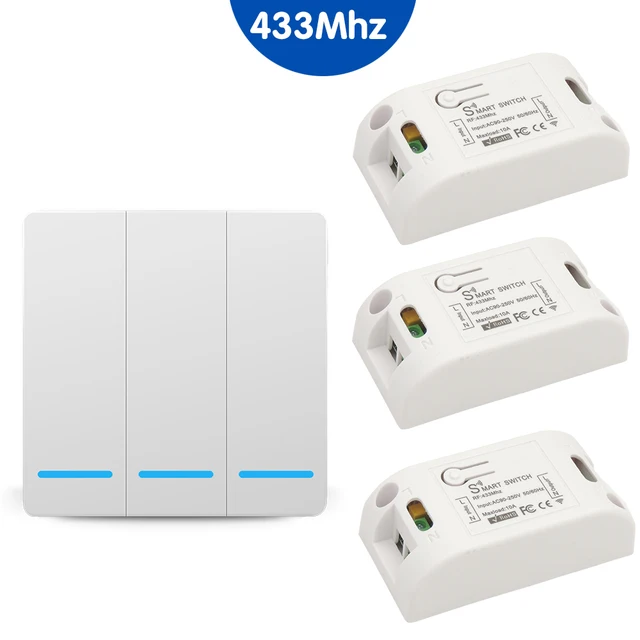 Wireless Smart Light Switch RF 433MHz Remote Control Switch AC 95-250V 10A Module 86 Wall Panel for Bedroom,Gallery Lights Lamp 3R 1WP043