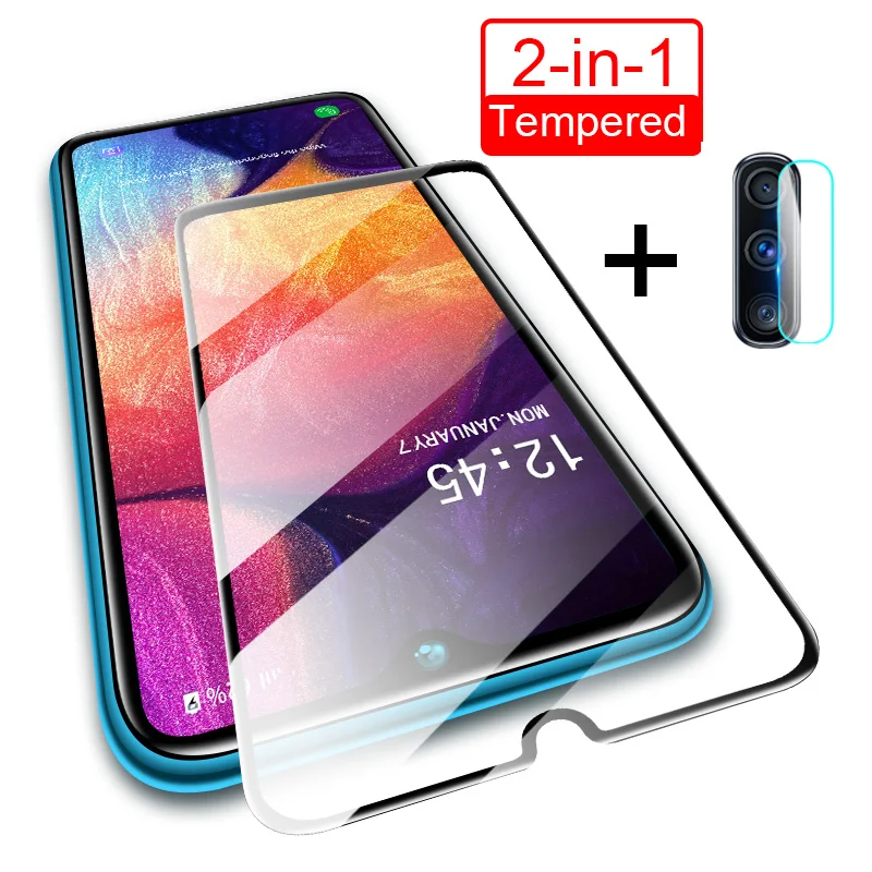 

2in1 Glass For Samsung Galaxy A50 A10 A20 A20E A30 A40 A60 A70 Camera Lens Screen Protector Glass For Samsung A90 M10 M20 Glass