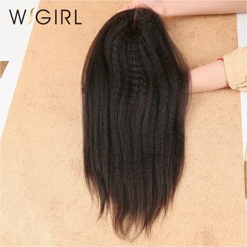 

Wigirl Hair 4X4 Lace Closure Brazilian Kinky Straight Middle Part 100% Human Remy Hair Bleached Knots with Baby hair