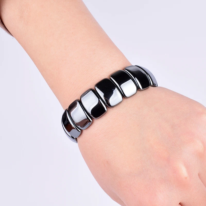 Fashion Energy Hematite Magnetic Bracelets Men Nature Silver color Hematite Charm Bracelets for Women High Polish Energy Jewelry