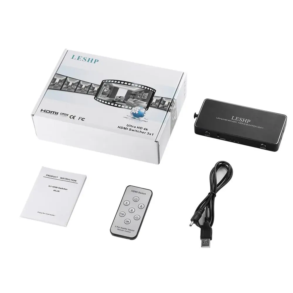 Портативный сплиттер LESHP Ultra HD HDMI 4K x 2K 3D Аудио Видео 1080P Multiviewer переключатель