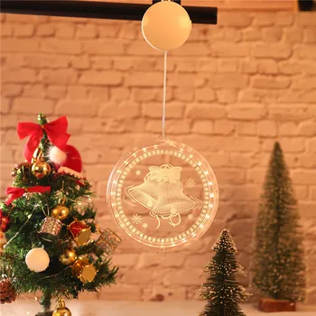 

Christmas Decorative Lamp Hanging Santa Christmas Tree Bell LED Light with Sucker for Show Window Living Room Xmas Party Decore