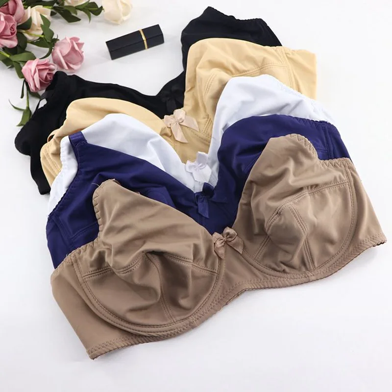 

Plus Size Women Bra Full Cup Comfort Mother's Underwear Classical Minimizer Bra Solid Lingerie Big Cup C D DD E F G Size 40-52