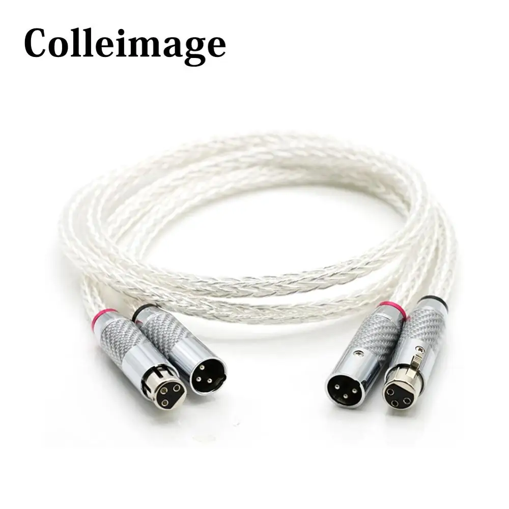 

Colleimage Hi-End 8AG Silver Plated OCC 3pins XLR Balanced speaker Cable with Carbon fiber XLR plug Audio Video AMP CD XLR Cable