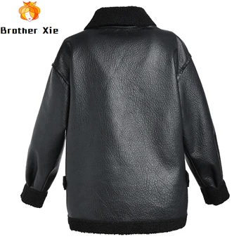 

2020 New Winter Women Double Side Wear Faux Soft Leather Jacket Warm Faux Lamb Fur Thick Single Breasted Female Moto Outwear