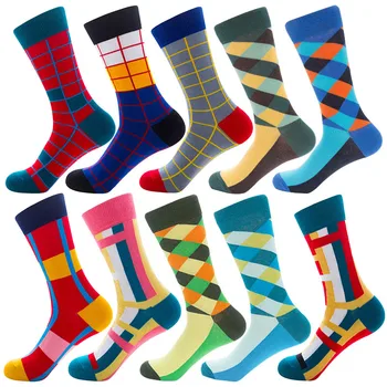 

Brand Quality Mens Happy Socks Striped 178Colors Plaid Diamond Cherry Socks Men Combed Cotton Calcetines Largos Hombre