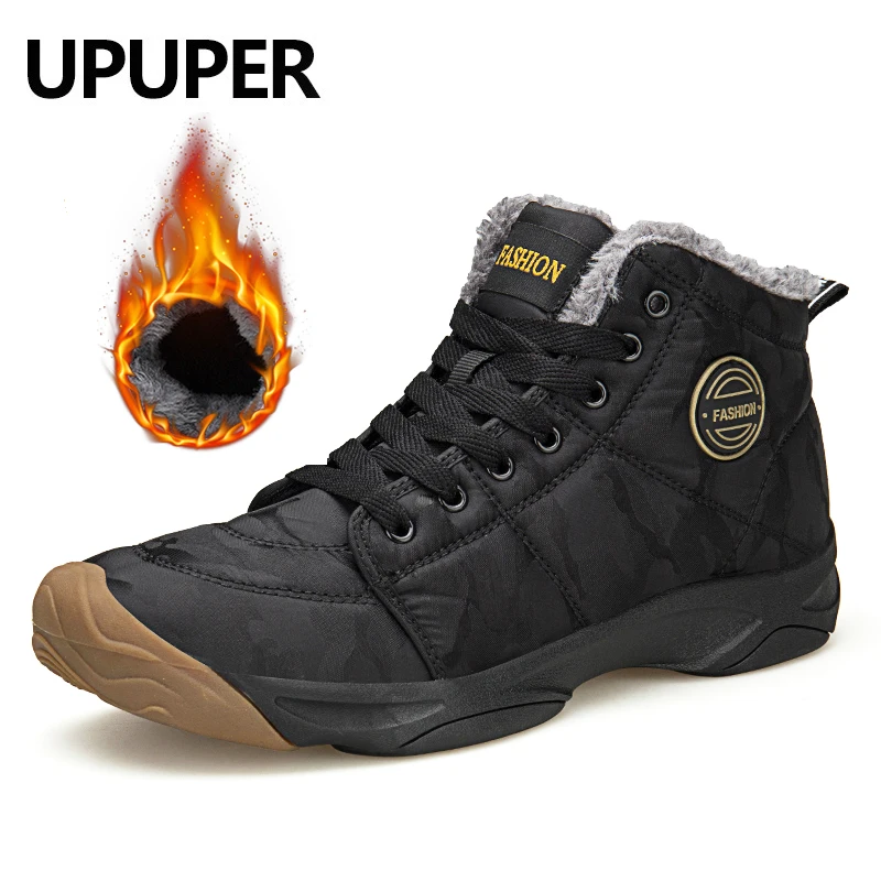 

UPUPER 2019 Winter Men's Snow Boots Outdoor Waterproof Winter Ankle Boots For Men Antiskid Work Shoes With Plush Warm Boots Men