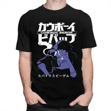 

T Shirts Men Cool Cowboy Bebop Short Sleeve Casual Anime Space Spike Japanese Manga Jet Faye Tshirt O-neck Cotton Tee Tops Merch
