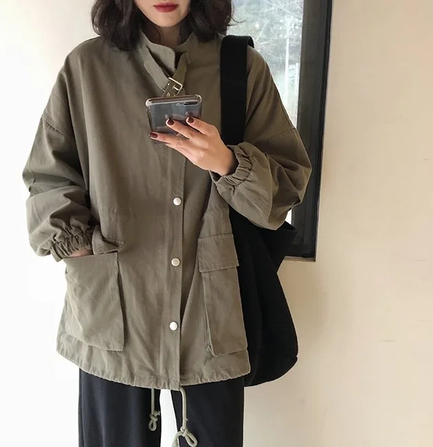 

Short Jacket Women's Dress 2019 Spring And Autumn New Style Korean-style Solid Color Long Sleeve Loose-Fit BF Fashion Jacket