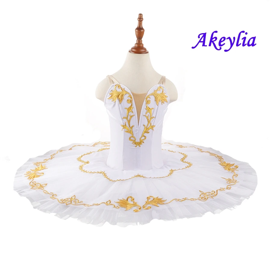 White Gold Adults Pre-professional Ballet Tutus Women Pancake Classical Ballet Tutu Gamzatti Competition Performance Ballet