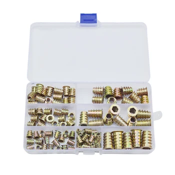 

100Pcs M4 M5 M6 M8 M10 Zinc Alloy Furniture Hex Socket Screw Inserts Threaded Hex Drive Inserts Wood Screw Inserts Nuts Tool Kit