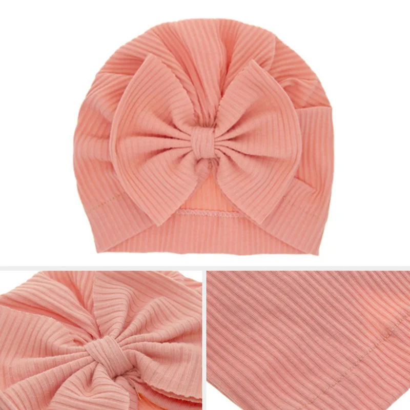 Spring Baby Hat Soft Bow Baby Girls Boys Hat Turban Solid Color Newborn Infant Cap Beanies Toddler Headwraps baby stroller mosquito net