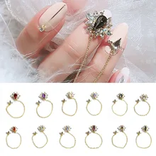 Крест-граница в японском стиле ногтей горный хрусталь стиль Маникюр цепь в форме капли Алмазная лошадь глаз сверление маникюр в форме диам