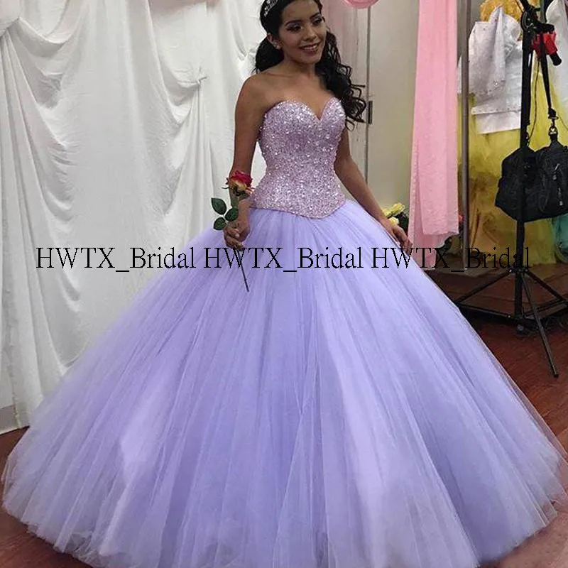 HWTX_Bridal бальное платье Бальные платья роскошное вышитое бисером милое корсет лиловый тюль платье принцессы для выпускного вечера милые 16 Вечерние