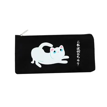 

Cute Canvas For School Pencil Creative Cartoon Cat Pencilcase Penalty Large Pen Bag Zipper Kids Boy Girl Box Supplies