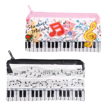 

1 Pc Music Note Piano Keyboard Pencil Case Plastic Transparent Pen Bag Student Gift
