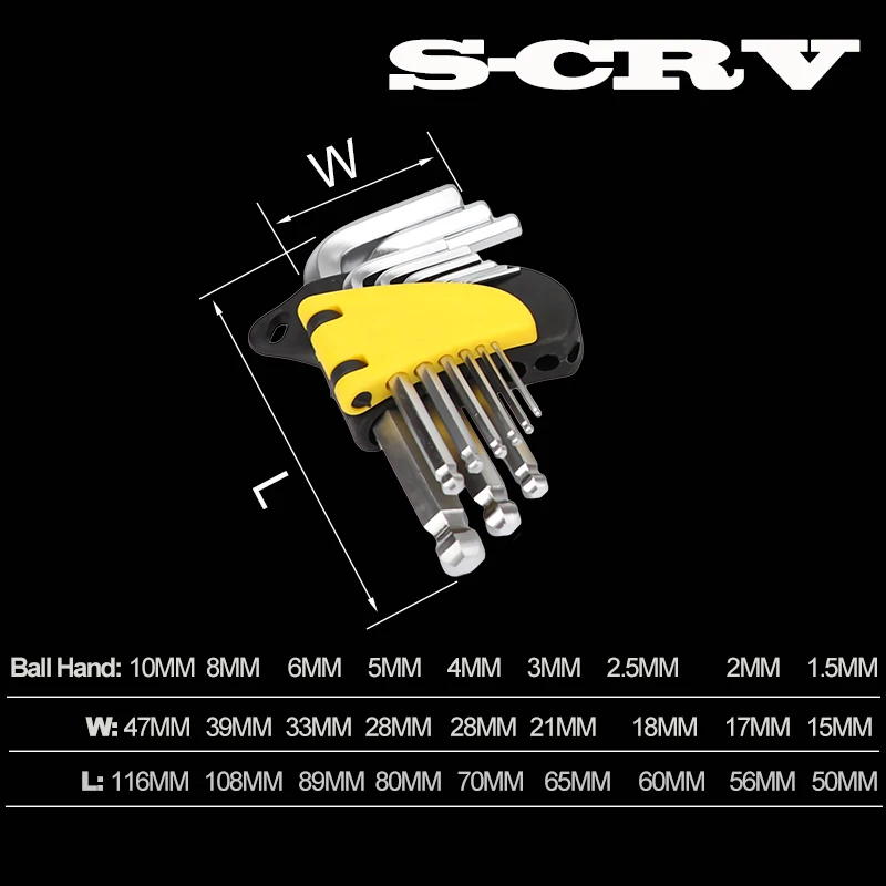 Onnfang шестигранный ключ шестигранный гаечный ключ шариковый 1,5-10 мм Прочный гаечный ключ CR-V/S2 матовый хром шестигранный гаечный ключ механик ручные инструменты - Цвет: S-CRV Ball Head