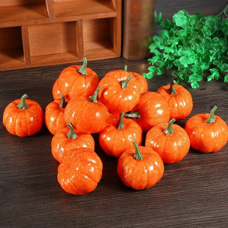 

16PCS Artificial Mini Pumpkin Festival Halloween Party Garden Ornaments Decor Fake Thanksgiving Festival Party Decoration