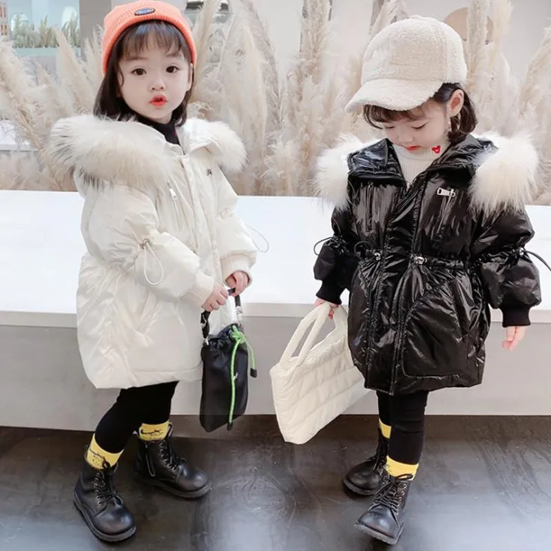 

DFXD 2020 Winter Kids Boys Girls Down Jacket Warm Outwear Waterproof Hooded Fur Collar Thicken Coats Children Clothes For 2-7Yrs