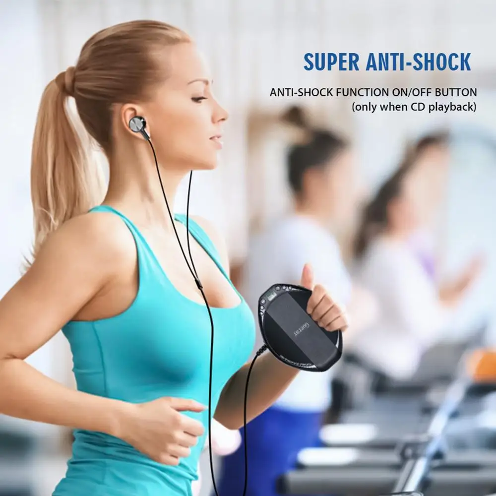 Portable CD Player Personal Compact Walkman CD Player AUX Cable Built-in Headphones HiFi Music Reproductor CD Car Audio Device