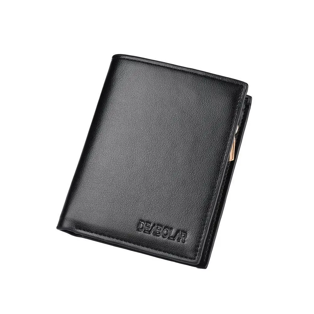 Мужские кошельки мужские кожаные cartera hombre короткий карман на молнии для мужчин кошелек Тонкий клатч мужской кожаный кошелек portafoglio - Цвет: Black 1