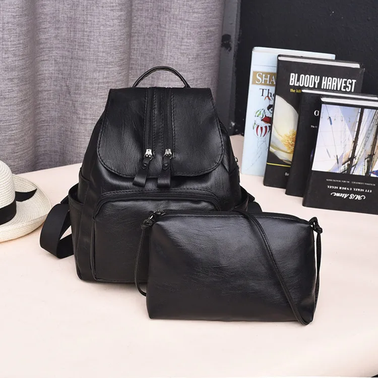 

2018 New Style Korean-style WOMEN'S Fashion Handbag Versatile WOMEN'S Backpack Different Size Bags Two-Piece Set Backpack