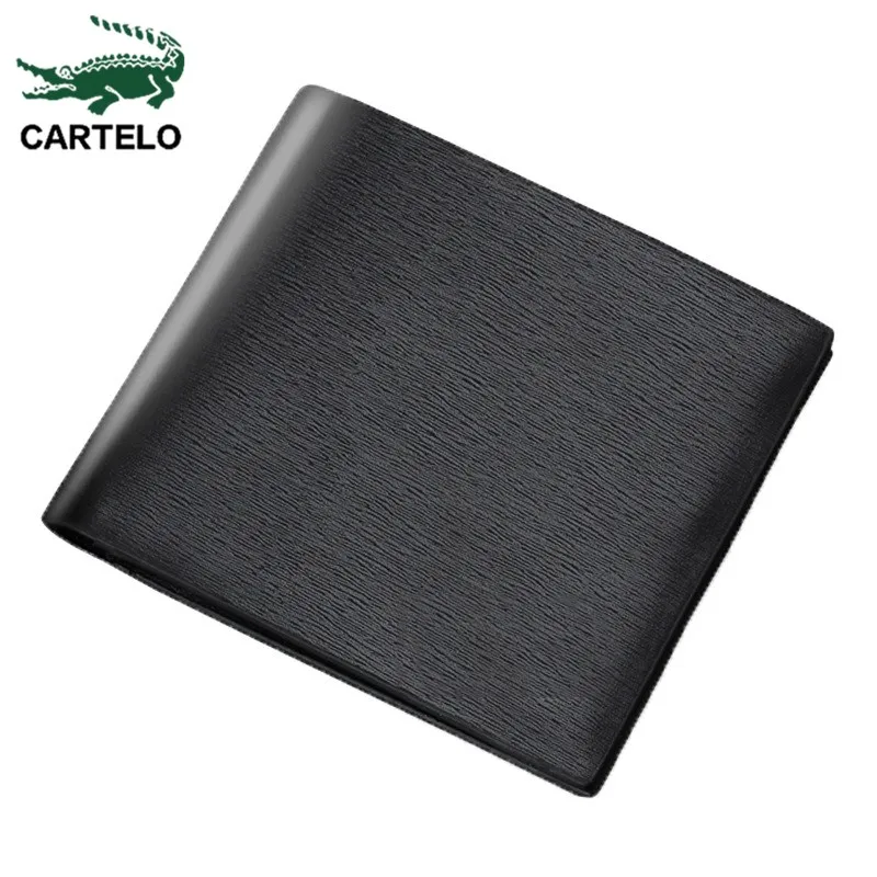 

CARTELO Men's Genuine Short Wallet Personality Vertical Creative Wallet Korean Youth Large Capacity Wallet