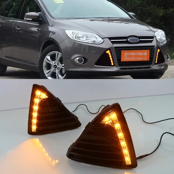 

Function Waterproof 12V Car LED DRL Lamp LED Daytime Running Light Yellow White Turn signals Lamp For Ford Focus 2012-2015