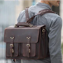 Супер качество, ручная работа, натуральная кожа, мужской портфель для путешествий, Воловья кожа, сумка для ноутбука, винтажная деловая сумка, настоящая кожа, 3 способа, рюкзак