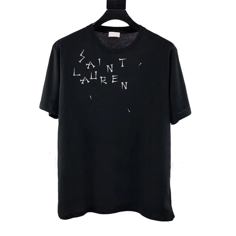 Футболка женская одежда брендовые топы с буквенным принтом женские футболки с круглым вырезом и коротким рукавом для влюбленных Женская Повседневная модная футболка D76 - Цвет: black nail print
