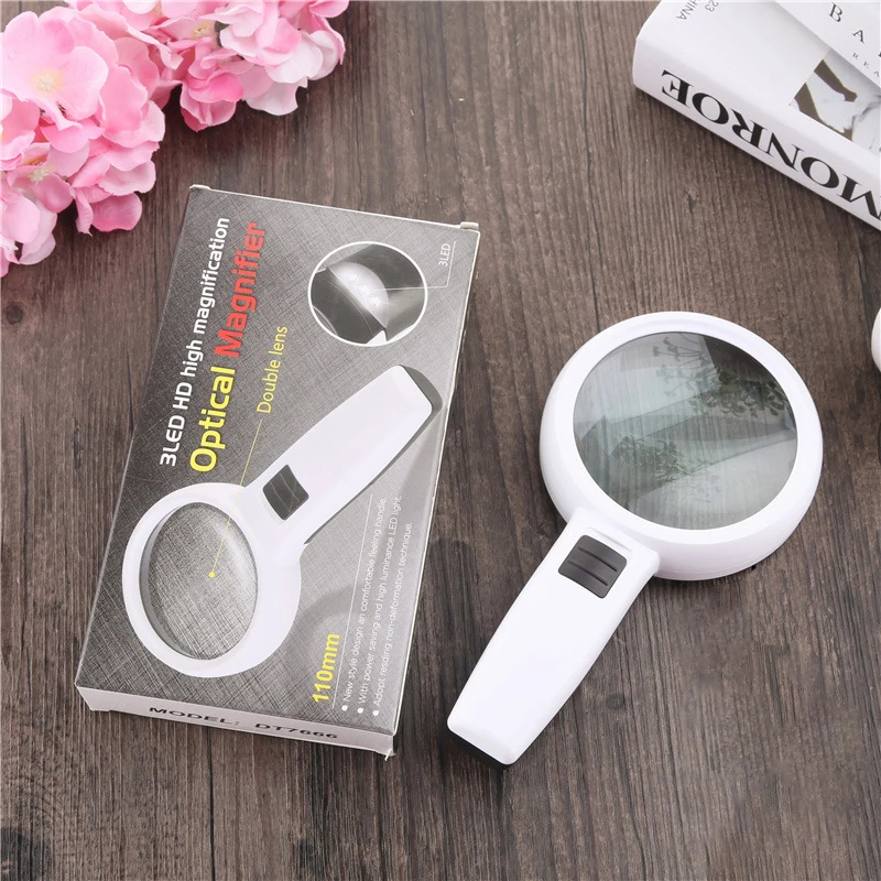 1pcs Handheld High Magnification 15x 30x Double Layer Lens Magnifier with 3LED Lights Upgraded Illuminated for Jewelry Reading
