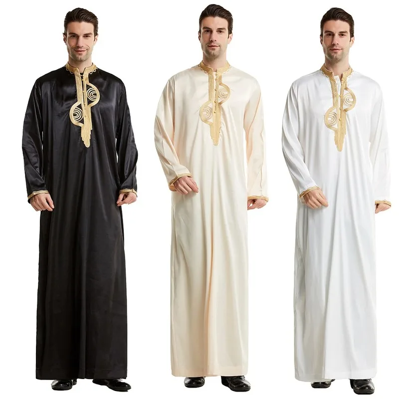 Kaftan Robe Men Long Sleeve Loose Thobe Muslim Abaya Jubba Daffah Dishdasha New 