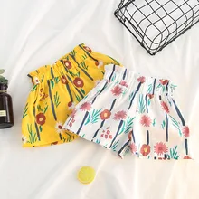Милые шорты с цветочным рисунком для маленьких девочек; штаны с цветочным рисунком для маленьких девочек; детская модная короткая одежда; сезон весна-лето