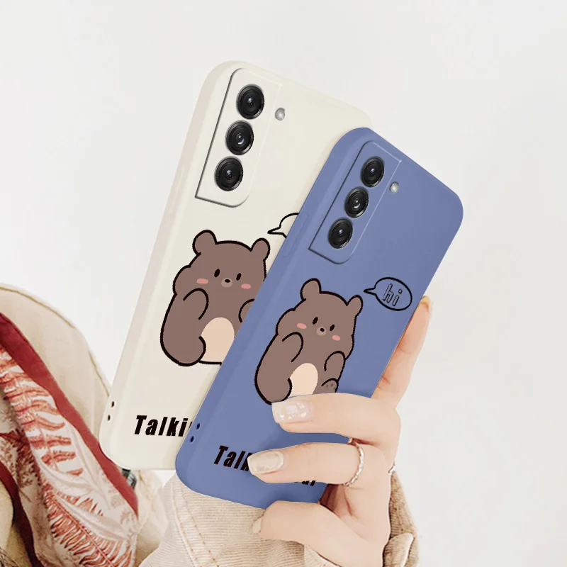 Cute For Samsung Galaxy S21 S20 FE S10 Note 20 10 Plus Case Bear Soft Cover A72 A52 A42 A32 A71 A51 A41 A31 A21S Phone Case